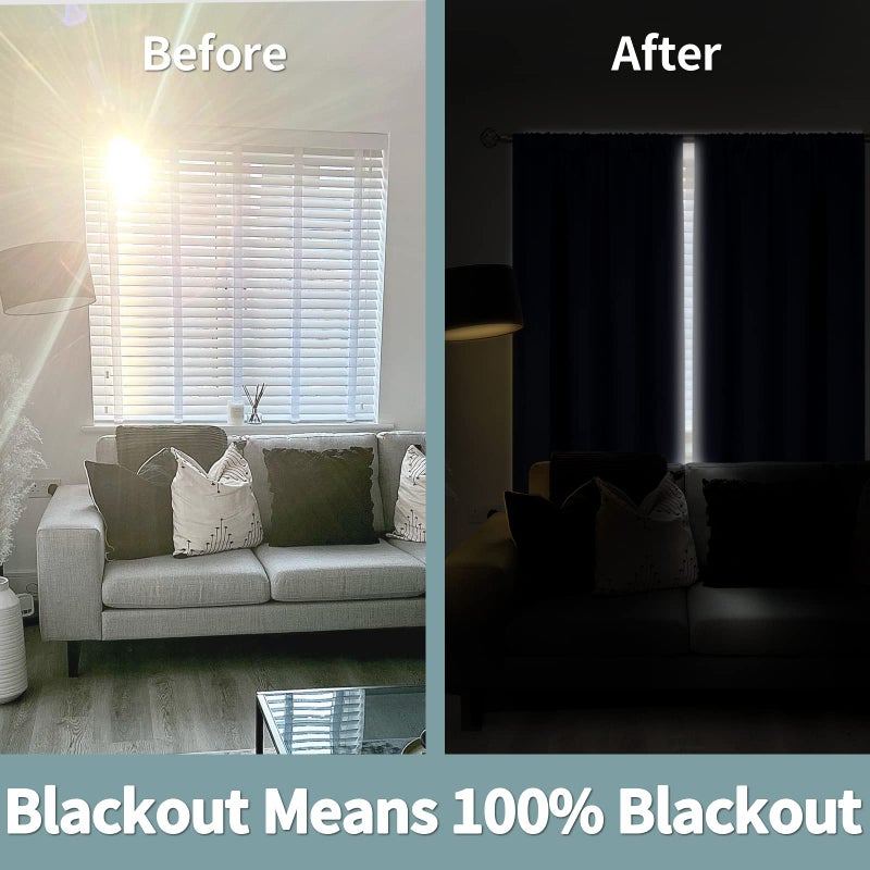 BGment Thermal Insulated 100% Blackout Curtains for Bedroom with Black Liner, Double Layer Full Room Darkening Noise Reducing Rod Pocket Curtain (42 x 84 Inch, Navy Blue, 2 Panels) - Image 3